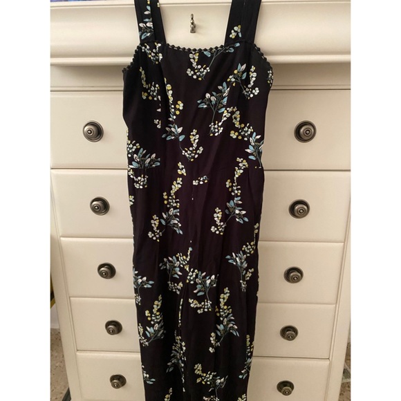 Loft XS Black Blue White and Peach Floral Jumpsuit - Picture 1 of 2